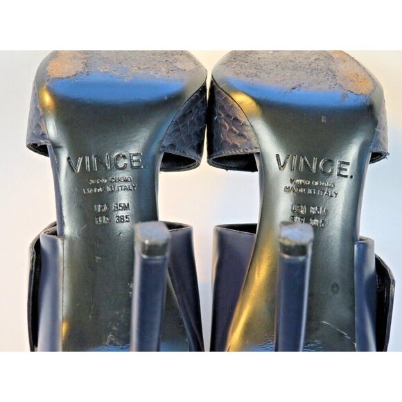 VINCE. Capri Blue Leather Heels Pointy Toe Wide Straps Women's Stilettos Sz 8.5 - Picture 11 of 11